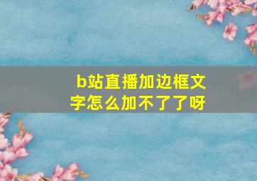 b站直播加边框文字怎么加不了了呀