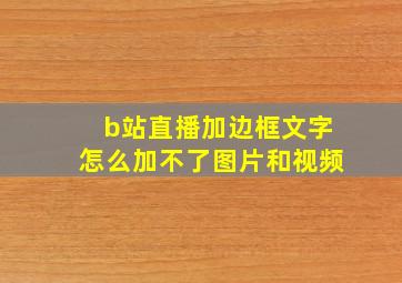 b站直播加边框文字怎么加不了图片和视频