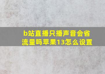 b站直播只播声音会省流量吗苹果13怎么设置