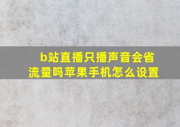 b站直播只播声音会省流量吗苹果手机怎么设置