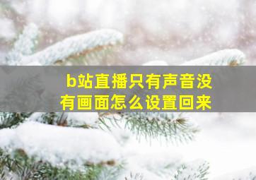 b站直播只有声音没有画面怎么设置回来