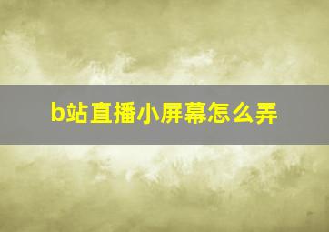 b站直播小屏幕怎么弄