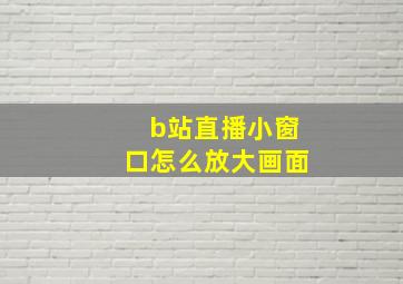 b站直播小窗口怎么放大画面