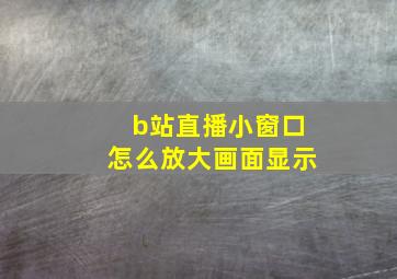 b站直播小窗口怎么放大画面显示