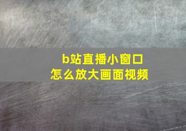 b站直播小窗口怎么放大画面视频