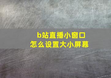 b站直播小窗口怎么设置大小屏幕