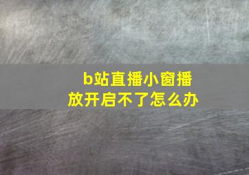 b站直播小窗播放开启不了怎么办