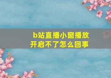 b站直播小窗播放开启不了怎么回事