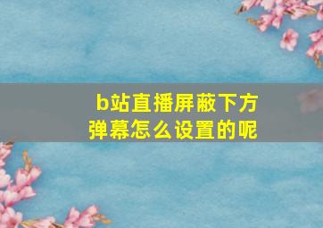 b站直播屏蔽下方弹幕怎么设置的呢