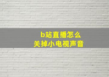 b站直播怎么关掉小电视声音