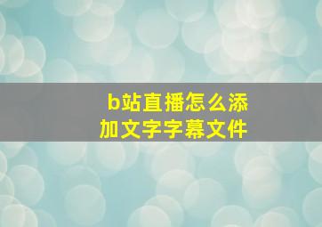 b站直播怎么添加文字字幕文件