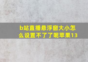 b站直播悬浮窗大小怎么设置不了了呢苹果13