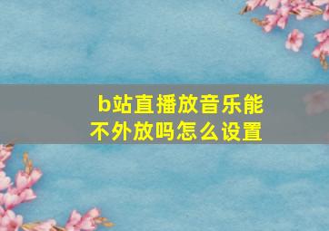 b站直播放音乐能不外放吗怎么设置