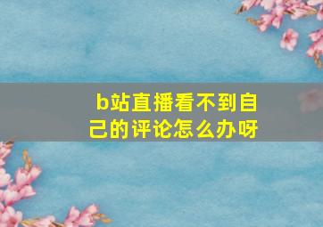 b站直播看不到自己的评论怎么办呀