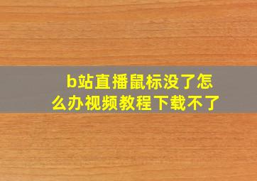 b站直播鼠标没了怎么办视频教程下载不了