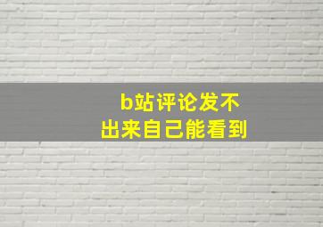 b站评论发不出来自己能看到