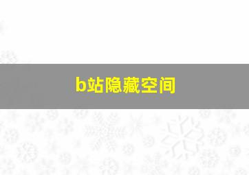 b站隐藏空间