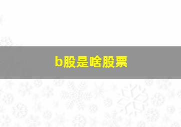 b股是啥股票