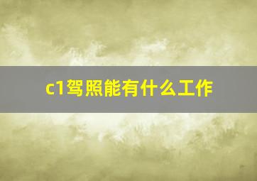 c1驾照能有什么工作