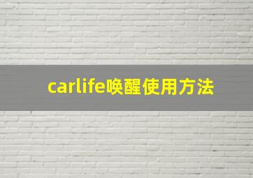 carlife唤醒使用方法