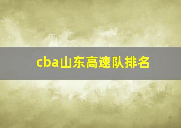 cba山东高速队排名