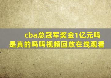 cba总冠军奖金1亿元吗是真的吗吗视频回放在线观看