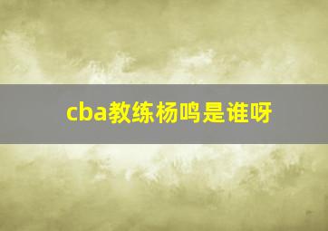 cba教练杨鸣是谁呀