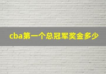 cba第一个总冠军奖金多少