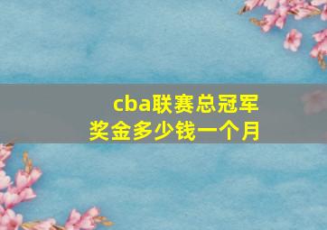 cba联赛总冠军奖金多少钱一个月