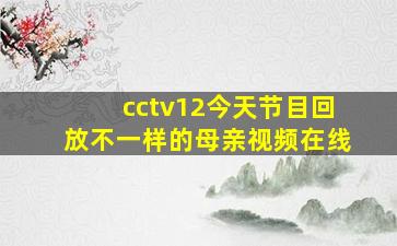 cctv12今天节目回放不一样的母亲视频在线