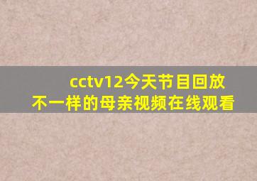 cctv12今天节目回放不一样的母亲视频在线观看