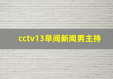 cctv13早间新闻男主持