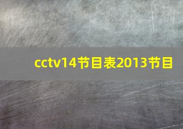 cctv14节目表2013节目