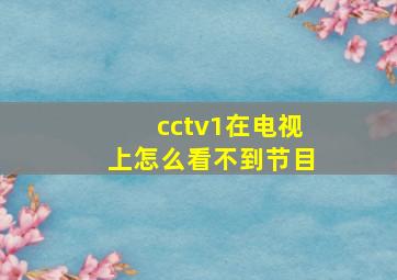 cctv1在电视上怎么看不到节目