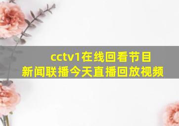 cctv1在线回看节目新闻联播今天直播回放视频