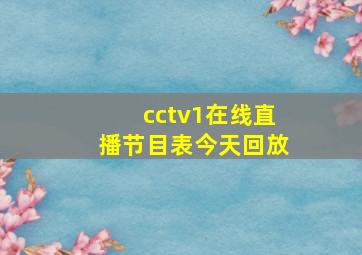 cctv1在线直播节目表今天回放