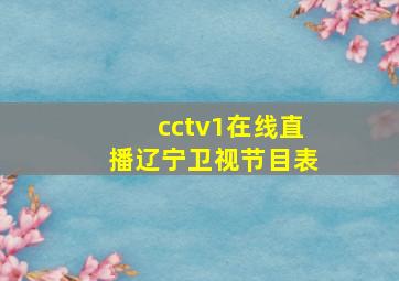 cctv1在线直播辽宁卫视节目表