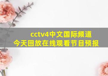 cctv4中文国际频道今天回放在线观看节目预报