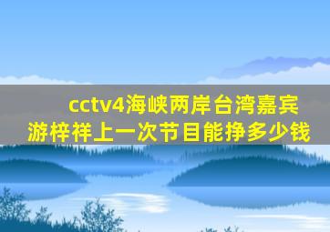 cctv4海峡两岸台湾嘉宾游梓祥上一次节目能挣多少钱