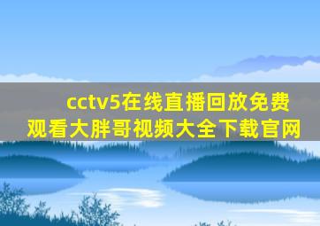 cctv5在线直播回放免费观看大胖哥视频大全下载官网