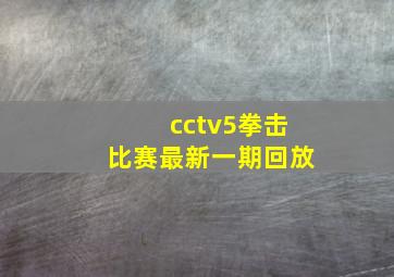 cctv5拳击比赛最新一期回放