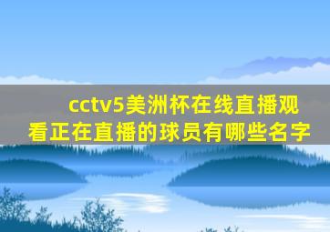 cctv5美洲杯在线直播观看正在直播的球员有哪些名字