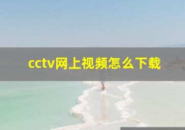 cctv网上视频怎么下载