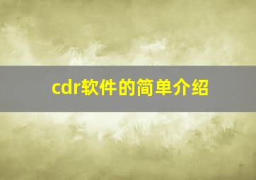 cdr软件的简单介绍