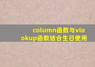 column函数与vlookup函数结合生日使用