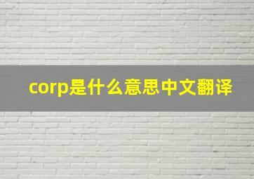 corp是什么意思中文翻译