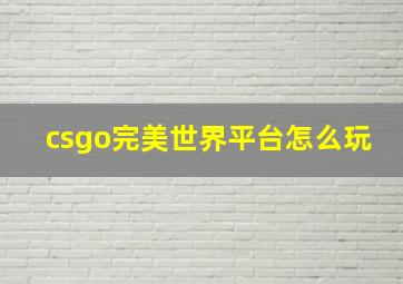 csgo完美世界平台怎么玩