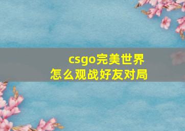 csgo完美世界怎么观战好友对局