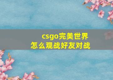 csgo完美世界怎么观战好友对战