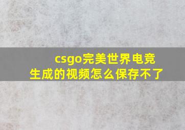 csgo完美世界电竞生成的视频怎么保存不了